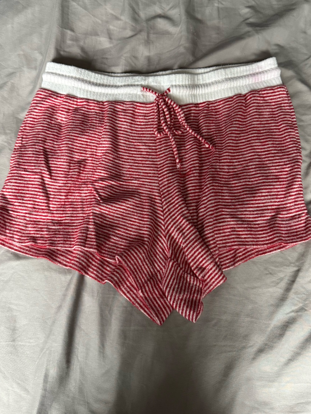 stars above Red & White Striped Knit Shorts